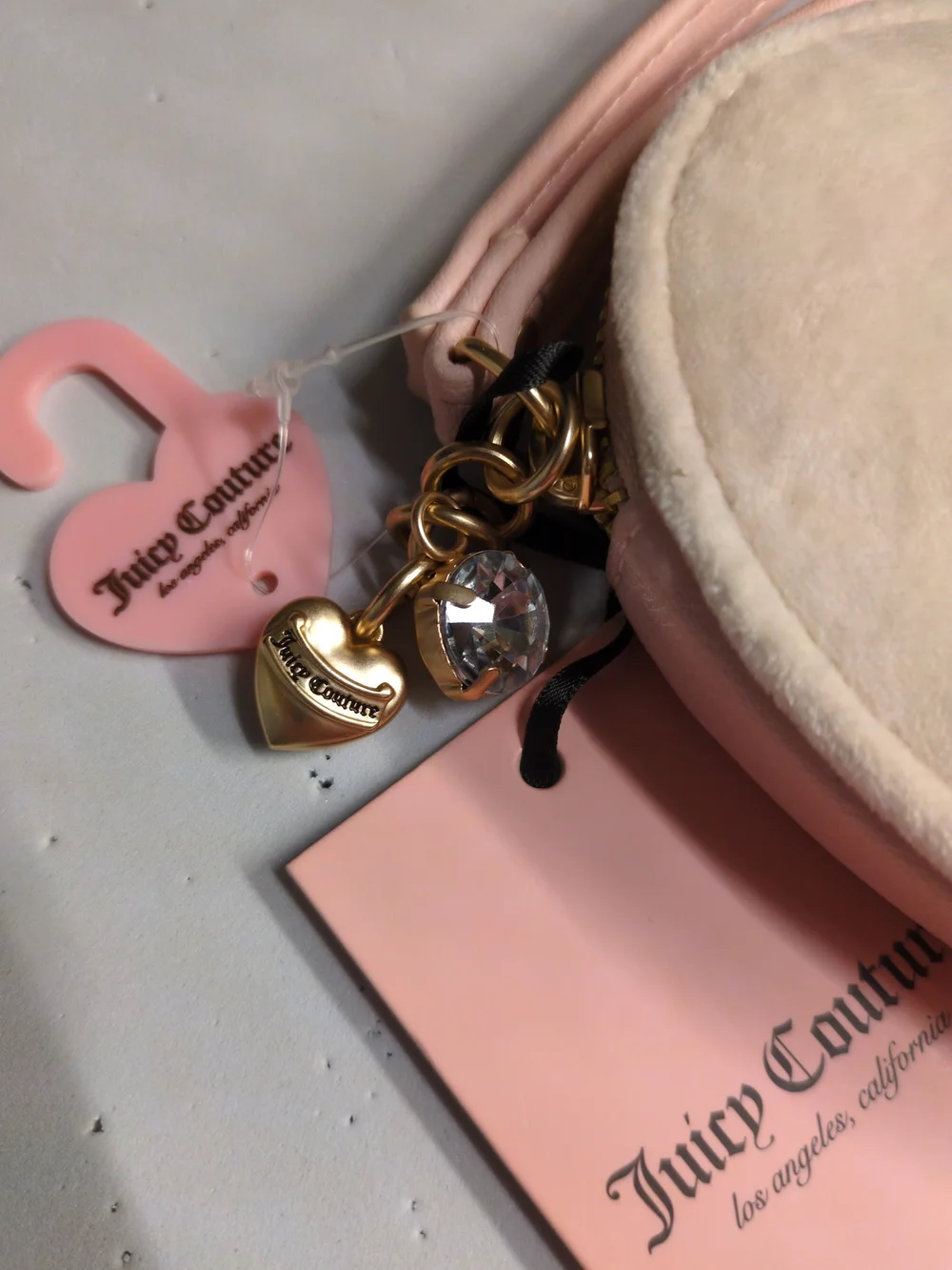 Juicy Couture Heart Wristlet in Cream and Pink